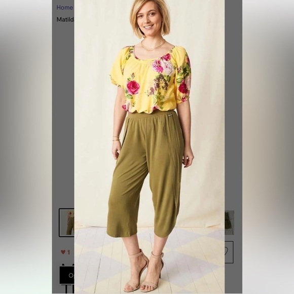 NWOT Matilda Jane Olive Side Slit SPRING THING Pull On Casual Pant / Small - Picture 2 of 11
